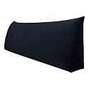 WOWMAX Large Bolster Triangular Positioning Support Reading Backrest Wedge Pillow for Headboard for Day Bed Bunk Bed with Removable Cover Velvet Black California King
