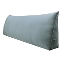WOWMAX Large Bolster Triangular Positioning Support Reading Backrest Wedge Pillow for Headboard for Day Bed Bunk Bed with Removable Cover Velvet No Button Grey California King