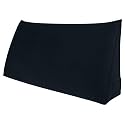 WOWMAX Large Bolster Triangular Positioning Support Reading Backrest Wedge Pillow for Headboard for Day Bed Bunk Bed with Removable Cover Velvet Black Full