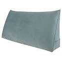 WOWMAX Large Bolster Triangular Positioning Support Reading Backrest Wedge Pillow for Headboard for Day Bed Bunk Bed with Removable Cover Velvet No Button Grey Full