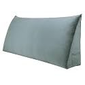 WOWMAX Large Bolster Triangular Positioning Support Reading Backrest Wedge Pillow for Headboard for Day Bed Bunk Bed with Removable Cover Velvet No Button Grey Queen