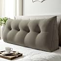 WOWMAX Multifunctional Upholstered Headboard Pillow Full, Lgiht Gray