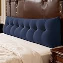 WOWMAX Multifunctional Upholstered Headboard Pillow King, Deep Blue