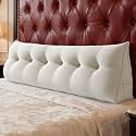 WOWMAX Multifunctional Upholstered Headboard Pillow King, Button Tufted Headboard Pillows, Triangular Dorm Room Fabric Head Board Removable and Washable Linen &amp; Cutton Blend, White