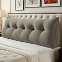 WOWMAX Multifunctional Upholstered Headboard Pillow Queen, Lgiht Gray