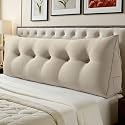 WOWMAX Multifunctional Upholstered Headboard Pillow Queen, Natural