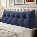 WOWMAX Multifunctional Upholstered Headboard Pillow Queen, Deep Blue