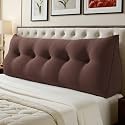 WOWMAX Multifunctional Upholstered Headboard Pillow Queen, Coffee
