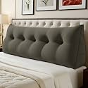 WOWMAX Multifunctional Upholstered Headboard Pillow Queen, Dark Gray