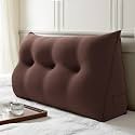 WOWMAX Multifunctional Upholstered Headboard Pillow Twin, Coffee