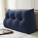 WOWMAX Multifunctional Upholstered Headboard Pillow Twin, Deep Blue