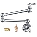 WOWOW Chrome Pot Filler Faucet - Brass Pot Filler Wall Mount Kitchen Stove Faucet with Double Joint Swing Arms