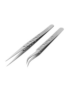 WOWSOME 2 Pcs Anti-static Tweezers Curved Straight