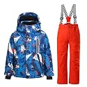 WOWULOVELY Big Boy's 2-Piece Colorblock Snow Pants and Jacket Snowsuit Ski Suit