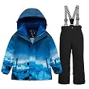WOWULOVELY Big Boy's 2-Piece Colorblock Snow Pants and Jacket Snowsuit Ski Suit