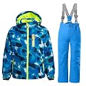 WOWULOVELY Big Boy's 2-Piece Colorblock Snow Pants and Jacket Snowsuit Ski Suit