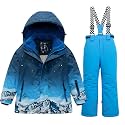 WOWULOVELY Big Boy's 2-Piece Colorblock Snow Pants and Jacket Snowsuit Ski Suit