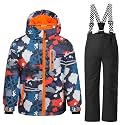 WOWULOVELY Big Boy's 2-Piece Colorblock Snow Pants and Jacket Snowsuit Ski Suit