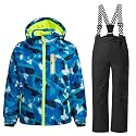 WOWULOVELY Big Boy's 2-Piece Colorblock Snow Pants and Jacket Snowsuit Ski Suit