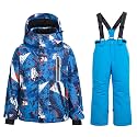 WOWULOVELY Big Boy's 2-Piece Colorblock Snow Pants and Jacket Snowsuit Ski Suit