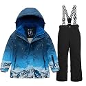WOWULOVELY Big Boy's 2-Piece Colorblock Snow Pants and Jacket Snowsuit Ski Suit