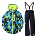 WOWULOVELY Big Boy's 2-Piece Colorblock Snow Pants and Jacket Snowsuit Ski Suit