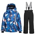 WOWULOVELY Big Boy's 2-Piece Colorblock Snow Pants and Jacket Snowsuit Ski Suit