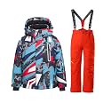 WOWULOVELY Big Boy's 2-Piece Colorblock Snow Pants and Jacket Snowsuit Ski Suit