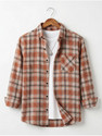 WOXEN Men Checkered Casual Orange Shirt