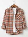 WOXEN Men Checkered Casual Orange Shirt