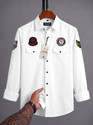 WOXEN Men Printed Casual White Shirt