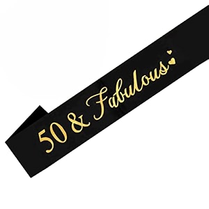 wp wanna party 50th birthday sash 50 and fabulous sash for women50th birthday decorations and supplies -black amp gold