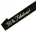 Wp Wanna Party 50Th Birthday Sash/ 50 and Fabulous Sash for Women/50Th Birthday Decorations and Supplies -Black &amp; Gold