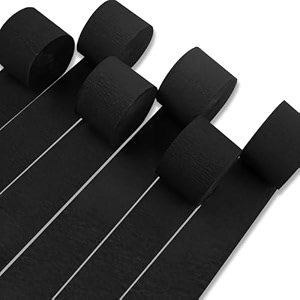 wp wanna party black crepe paper streamers 35 inch widening 4 rolls black party streamer for various birthday anniversary graduation baby shower festival party decorations-4pc