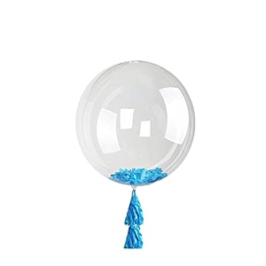 wp wanna party rubber transparent balloon with blue feathers 18 inchesbubble balloons with featherstransparent bobo balloons for birthdayweddingchristmas and party decoration 1 piece