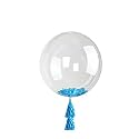 WP WANNA PARTY Rubber Transparent Balloon With Blue Feathers 18 Inches,Bubble Balloons With Feathers,Transparent Bobo Balloons For Birthday,Wedding,Christmas And Party Decoration, 1 Piece