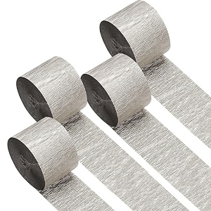 wp wanna party silver crepe paper streamer rollsbackdrop diy decoration for hanging party decorationsart project suppliesbirthdaysanniversaries holiday celebration pack of 4