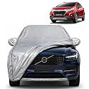 WR-V 100% Waterproof Car Cover | Dustproof Sun Protection Cover | Soft Cotton Lining | Triple Stitched | Mirror Pocket | Antenna Pocket | All Weather Body Cover (Silver with Yellow Piping)