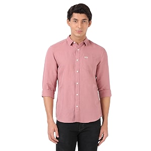 Wrangler Men Dusky Pink Solid Regular FiT-Shirt