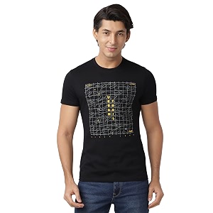 Wrangler Men Black Graphic Regular Fit T