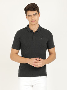 Wrangler Self Design Men Polo Neck Grey
