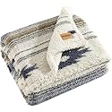 Wrangler - Sherpa Reverse Throw Blanket for Bed or Couch, 50 x 60