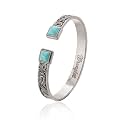 Wrangler Turquoise Cuff Bracelet, Carved Floral Western Jewelry for Women