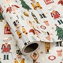 WRAPAHOLIC Nutcracker Christmas Wrapping Paper - Mini Roll - 17 Inch x 16.5 Feet - Gold Foil Ballerina and Nutcracker Wrapping Paper for Christmas Holiday, Kids Presents, Winter Season