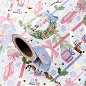 WRAPAHOLIC Nutcracker Christmas Wrapping Paper - Mini Roll - 17 Inch x 16.5 Feet - Pastel Ballerina Ballet and Nutcracker Wrapping Paper for Girls Kids, Xmas Holiday, Winter Season