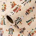 WRAPAHOLIC Nutcracker Christmas Wrapping Paper - Mini Roll - 17 Inch x 16.5 Feet - Noble Nutcracker Wrapping Paper with Woodland Animals Design for Girls Boys Kids, Xmas Holiday, Winter Season