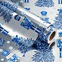 WRAPAHOLIC Nutcracker Christmas Wrapping Paper - Mini Roll - 17 Inch x 16.5 Feet - Elegant Blue Winter Tree and Nutcracker Wrapping Paper with Silver Foil Finish for Boys Girls Kids, Christmas, Winter