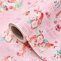WRAPAHOLIC Unicorn Birthday Wrapping Paper Roll - Mini Roll - 17 Inch x 16.5 Feet - Have a Magical Birthday Pink Unicorn Wrapping Paper with Glitter Design for Girls Birthday, Kids Gift