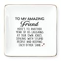 Wrappiness Funny Gift for Besties - Friendship Jewelry Dish for Women BFFs on Birthday Christmas, 4" Ceramic Ring Trinket Tray Here's Another Year - Unique Gift for Sisters Coworkers Classmates