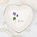 Wrappiness Jewelry Tray Dish Personalized Heart Shaped - Ring Dish Decorative Trinket Plate Birth Month Flower - Gifts for Her Mom Daughter Sister Best Friend Engagement Wedding Ring Holder